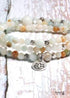 Boho Bracelet, Layers Green Amazonite Mala Mantra Lotus